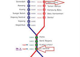 The ticket counters and ticketing machines for the ktm komuter at kl sentral are located on both sides of level 1 of the kl sentral's main concourse. Ktm Komuter Train Map From Kl Sentral Station To Batu Caves Station Viaggi