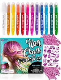 Place an old towel over your kid's shoulders to start. Purple Ladybug 12 Colors Hair Chalk For Girls With Glitter Tattoos B Ninthavenue Europe