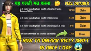 Kelly the swift full story. How To Unlock All Kelly Swift Mission In Only 1 Day Kelly Swift Full Details In Free Fire Youtube