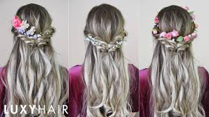 Whether you prefer to flat iron your coils or go natural, you have multiple choices on how to style your luxurious mane. Easy Quick Hairstyle With Flowers Perfect For Spring Summer Luxy Hair Youtube