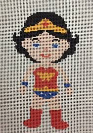'wonder woman' counted cross stitch kit by cross stitch kingdom stitched design is 9.86 x 14.29 (25.04cm x 36.29cm) and uses 25 different colours kit includes: Asit208 Wonder Woman