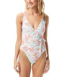 Vince Camuto Printed Wrap One Piece Swimsuit Reviews Swimsuits Cover Ups Women Macy S Mom Swimsuit Bathing Suit Styles One Piece