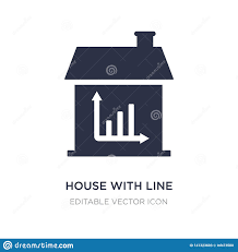 House With Line Chart Icon On White Background Simple