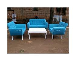 Kursi sofa ini memiliki bentuk daun. Satu Set Kursi Sofa Retro Minimalis Modern Warna Biru Furniture Jepara