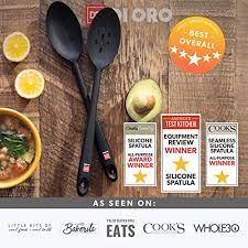 Oxo good grips bent icing knife. Di Oro Seamless Series Slotted Silicone Spoon 600f Heat Resistant Rubber Non Stick Kitchen Utensil For Mixing Serving Cooking And More Lfgb Certified And Bpa Free Food Grade Silicone Black Pricepulse