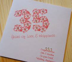 Traditional theme for 35th anniversary gifts: Handmade Card Wedding Anniversary 35th Coral Personalised 35th Wedding Anniversary Gift Wedding Anniversary Cards 35th Anniversary Gifts