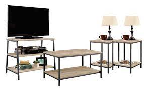 Home square 4 piece living room set with coffee table and accent chest storage tv stand with 2 nightstand in charter oak and dark metal accents average rating: Amazon Com Home Square 4 Piece Living Room Coffee Table Set With Industrial Look Tv Stand Coffee Table And 2 End Table In Charter Oak Furniture Decor