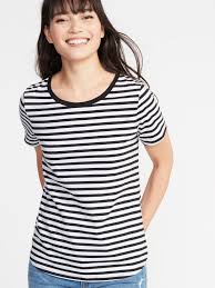 Black And White Striped Shirt Womens Everywear Striped Tee For Women Old Navy Tees For Women Spring Fashion Chic Striped Tee