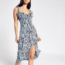 River Island Blue Zebra Print Midi Dress Printed Midi Dress Midi Dress Dresses