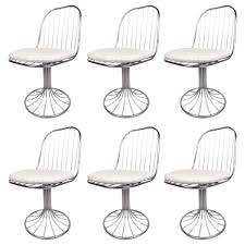 Vintage Chrome Tulip Base Swivel Chairs Set Of 6 Swivel Dining Chairs Swivel Chair Chair