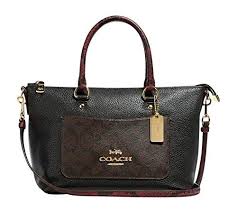 Coach Black And Brown Purse Chic Coach Snake Signature Leather Mini Emma Satchel Crossbody Bag Purse Black Brown F34281 Women Bag 181 4 Nanaclot Brown Coach Purse Crossbody Bag Purses
