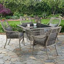 Browse our stylish furniture collections along with home accessories, lighting and much more. Better Homes Gardens Belfair 5 Piece Outdoor Patio Wicker Dining Set Walmart Com Wicker Dining Set Patio Garden Patio Furniture