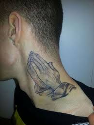 For this tattoo, you an angel is drawn praying or a woman who represents mary the mother of jesus can be drawn praying. 29 Nice Praying Hands Tattoos For Neck