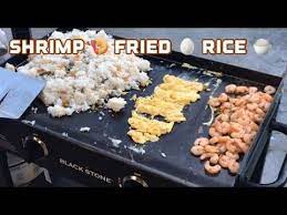 How To Make Shrimp Fried Rice On A Blackstone Griddle Youtube Griddle Recipes Griddle Cooking Recipes Griddle Cooking