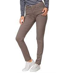 Cheer Hose Color-Jeans bequeme Damen Slim Fit-Hose mit Crinkle-Effekten  Langgröße Taupe