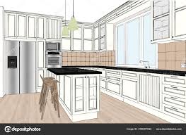 rendering classic kitchen design light