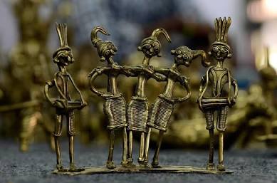 Dhokra brass figures cast via lost-wax, AI generated
