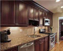 Image result for medium brown cabinets with white countertop. When It Comes To Remodeling Your Kitchen The First Color Choice Is Usually The Trendy Kitchen Backsplash Brown Kitchen Cabinets Backsplash With Dark Cabinets