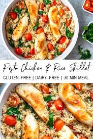 Anytime i'm looking for a surefire dinner win that's as easy as it is satisfying, a chicken and rice skillet is always the answer. Pesto Chicken And Rice Skillet Gluten Free Dairy Free 30 Minute Meal