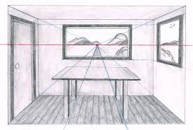 Use a straightedge or your chalk line to draw a line from the mark you just made down to the ends of the line for the bottom edge of your arch. One Point Perspective Study Room Drawing Novocom Top
