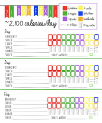 21 day fix meal tracking sheet for 2 100 calorie bracket