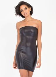 Sleekness Faux Leather Tube Dress Black Gojane Com Leather Tube Dress Leather Dresses Fashion