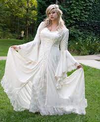 New Gothic Medieval Wedding Dress White Lace Long Sleeve Bridal Gown Custom Long Sleeve Bridal Gown Medieval Wedding Dress Celtic Dress