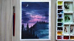 Simple watercolor landscape painting video. Sky Watercolor Ideas For Beginners Easy Watercolor Landscape Painting Paint With David Youtube