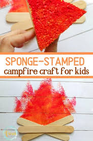 Fantastic activities for a preschool camping theme. Sponge Stamped Camping Art For Kids Campfire Craft Views From A Step Stool
