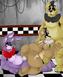anal anal sex animatronic anthro anus bear blush bonnie (fnaf)  breath buckteeth chubby claws cum cum in ass cum inside cum on leg cum on  penis cumshot double penetration