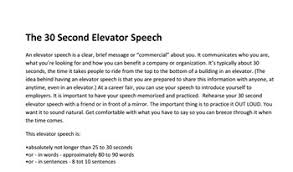 The Elevator Speech How To Write A Short Speech To Sell Yourself In 30 Seconds