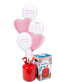 Garrafa gas helio 30 globos candela 0.25 m3. Helio Bouquet De Globos Comunion Nina Corazones Globofiesta