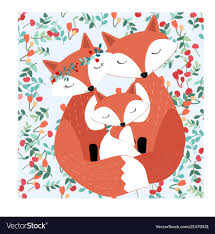 Vintage Seamless Adorable Cute Fox Family In Vector Image On Vectorstock Fox Illustration Fox Art Cute Fox