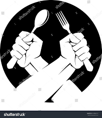 Fists Fork Spoon Vector Illustration Stock Vector Royalty Free 418886215