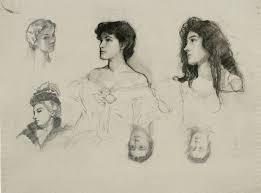 Sketches of Six Female Heads by Samuel Isham