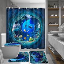 To help you with this difficult task, we've compiled the ultimate list of the coolest shower curtains we could find, hopefully. 4pcs Set 3d Ocean Dolphin Pattern Waterproof Bathroom Curtains Shower Curtain Set Anti Skid Bath Mat Pedestal Rugs Toilet Cover Floor Lid Buy At A Low Prices On Joom E Commerce Platform