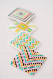 This listing is a counted cross stitch instant pdf download of 'hold up, i've gotta overthink about it'. Diy Geometric Fused Bead Coasters