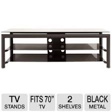 Wide, low profile entertainment center. Cravin Tdlbh60 60 Tv Stand Fits Up To 70 Tvs Black Metal Glass 59in Wide At Tigerdirect Com