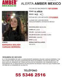 🚨 ALERTA AMBER MÉXICO | Ayúdanos a localizar a Barbara Solash Vargas  Herrera (16 años) La Fiscalía General del Estado de Baja California, en  apoyo a la Coordinación Nacional del Programa Alerta