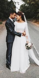 Alexa Chung Inspired Wedding Dresses Sheer Ever After Weddingday Bride Weddingdress W Modest Wedding Dresses Wedding Dress Guide Boat Neck Wedding Dress