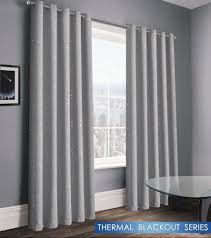 Eclipse dean 100% blackout window curtain. Stars Starlight Boys Kids Bedroom Thermal Blackout Ringtop Eyelet Curtains Grey