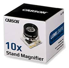 Carson LumiLoupe 10x Power Stand Loupe (LL-10), Black/Clear