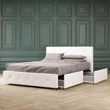 ** listing is for a bed made to order ** this luxurious bed has sold however, we can make you another in any size and color. Dhp Dean Upholstered Bed With Storage White Faux Leather Queen Walmart Com Walmart Com