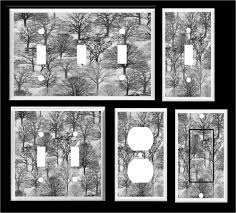 Trees Forest Gray Tones Design 5 Light Switch Cover Plate Leviton Light Switch Plate Cover Light Switch Covers Light Switch