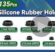 135Pcs Black Silicone Rubber Plugs for Round Holes Grommet ...