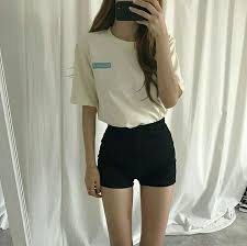 White Shirt Black Short Outfit Outfits For Teens Skinny Inspiration Korean Fashion