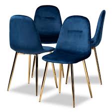 Baxton Studio Elyse Navy Blue Dining Chairs Set Of 4 160 9912 Hd The Home Depot In 2020 Blue Dining Chair Navy Blue Dining Chairs Gray Dining Chairs