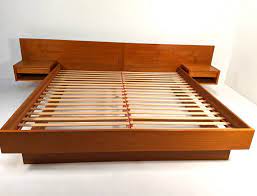 These modern steel bed frame come with amazing features and enhance safety and the quality of sleep. King Size Danish Modern Teak Bed Frame Floating Nightstands By Jesper Epoch
