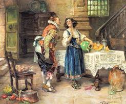 Andreis Alex De The Flirtation Art Painting Canvas Giclee