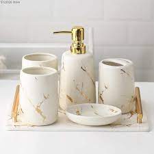 These bathroom organizers for small bathrooms and over the toilet storage ideas will help you maximize bathroom storage in your home. Ceramic Toiletries Bathroom Set Marble Porcelain Cup Toothbrush Holder Soap Dispenser Tray Bathroom Decoration Accessories Bathroom Accessories Sets Aliexpress